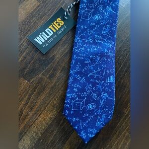 Wild Ties Math Equations & Formulas Neck Tie Navy Blue Mens Dress Attire NWT